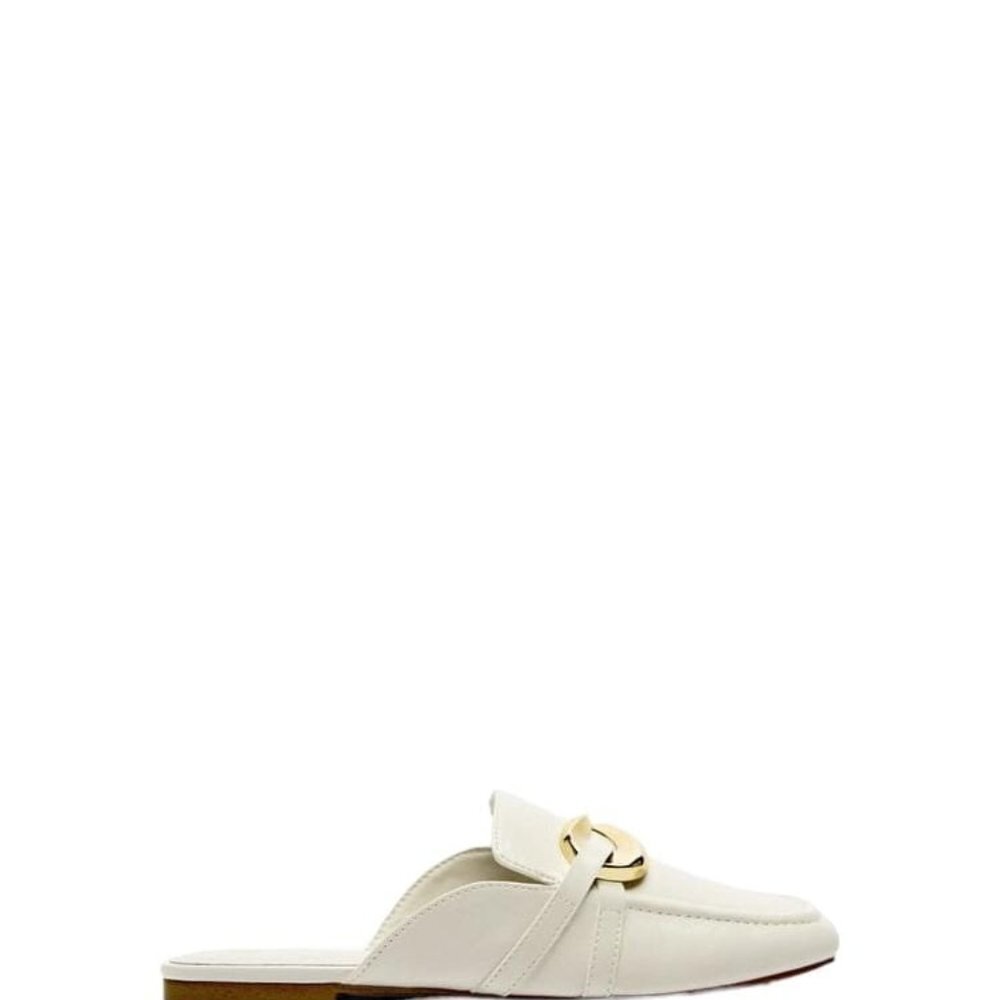 ZARA MULE LOAFERS WITH EMBELLISHED METALLIC DETAIL White SIZE 8 | 3531/110 z3 - Picture 3 of 10
